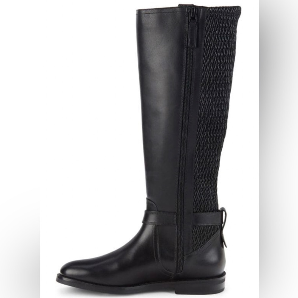 NEW Cole Haan Belted Leather Knee High Riding Boots in Black size 5.5 - Picture 4 of 16